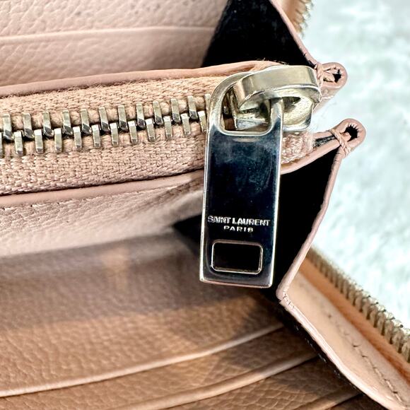Yves Saint Laurent YSL Zippy Zip Around Wallet light pink soft leather NICE! - Picture 9 of 15
